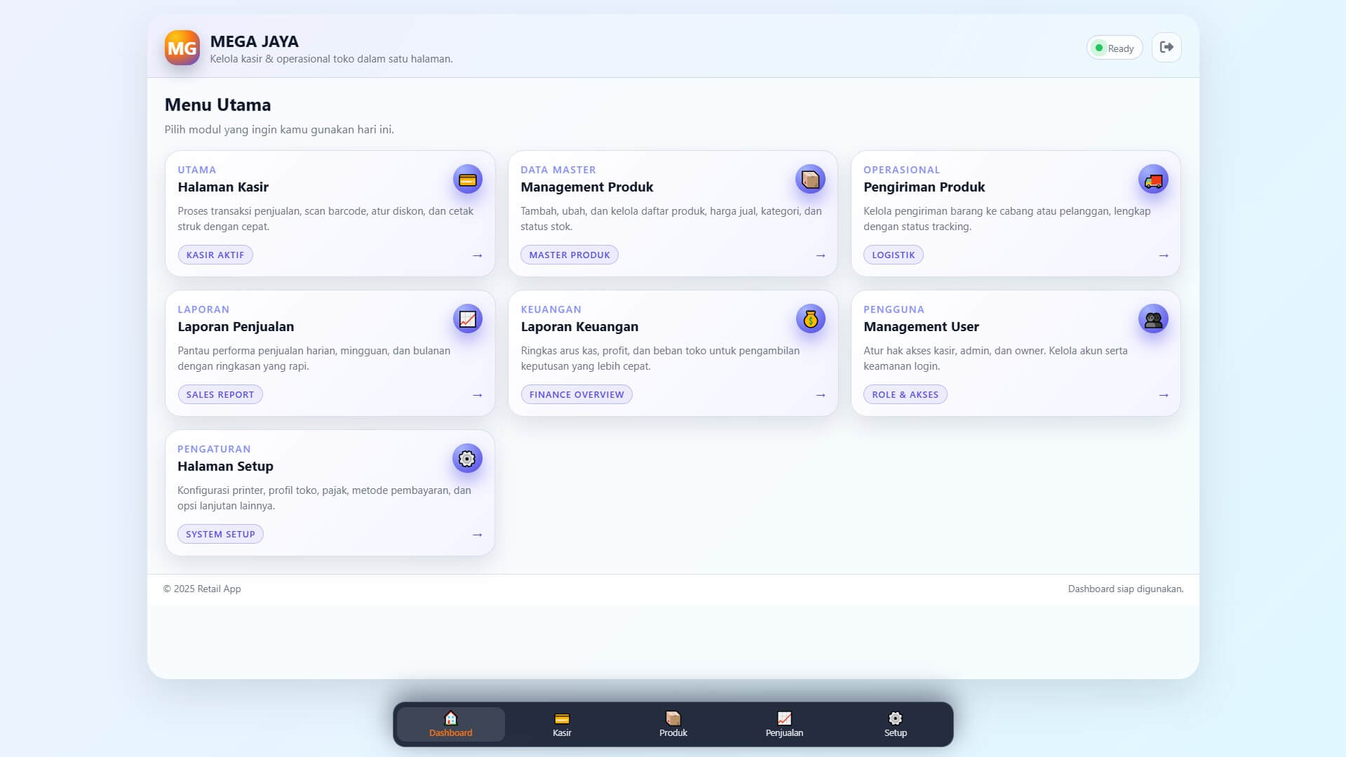Dashboard distribusi dan stok antar toko